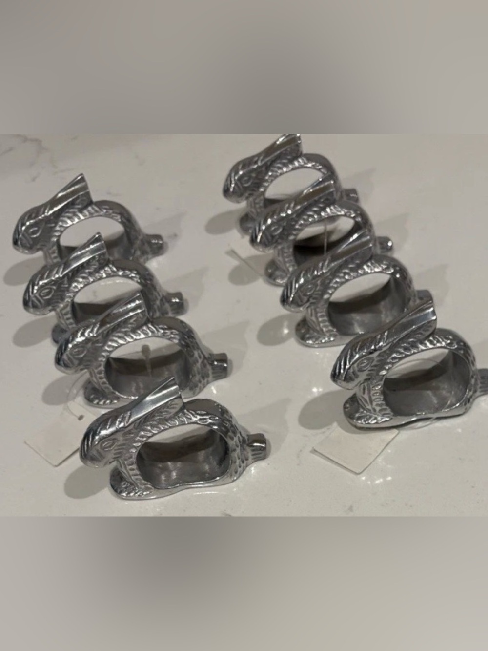 NWT Set of 8 Silver Tone Bunny Decorative Napkin Holders